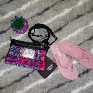 Coach Signature Jacquard  Poppy Small Shoulder Bag